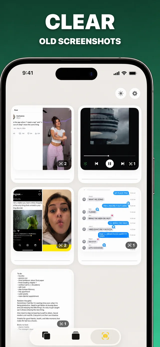 App screenshot: clear old screenshots